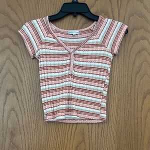 Fizz & Co Striped Coral and White Crop Top